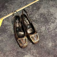 Louis Vuitton LV Women Madeleine Slingback Pump in Patent Monogram Canvas-Brown (1)