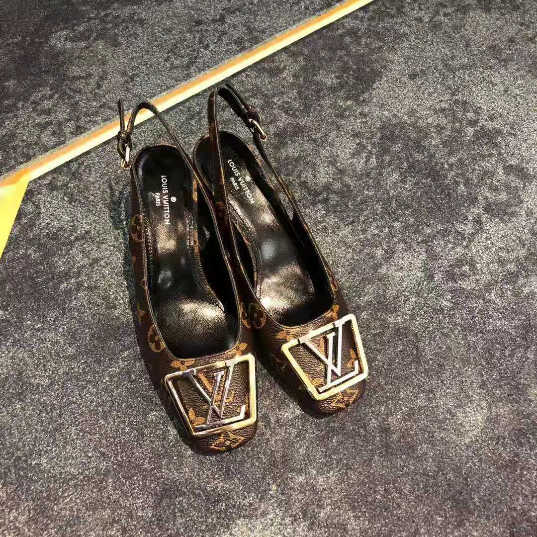 Louis Vuitton Brown Monogram Canvas Madeleine Block Heel Pumps