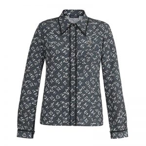 Louis Vuitton LV Women Monogram Shadow Shirt in 100% Silk-Grey