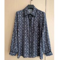 Louis Vuitton LV Women Monogram Shadow Shirt in 100% Silk-Grey (1)