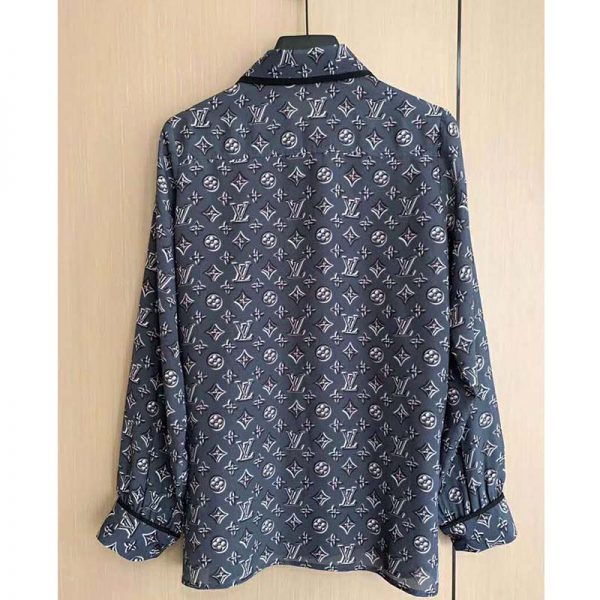 Louis Vuitton LV Women Monogram Shadow Shirt in 100% Silk-Grey (3)