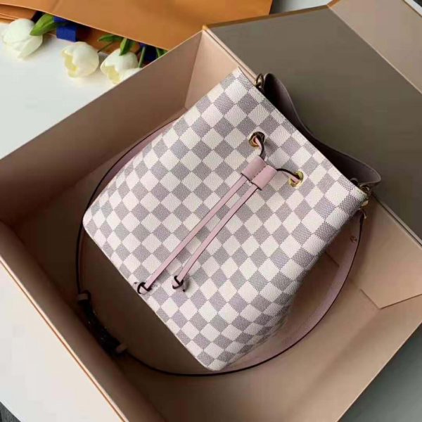Louis Vuitton LV Women NéoNoé Bucket Bag in Damier Azur Canvas-Pink (3)