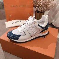 Louis Vuitton LV Women Run Away Sneaker in Monogram Denim and Calf Leather-Blue (1)