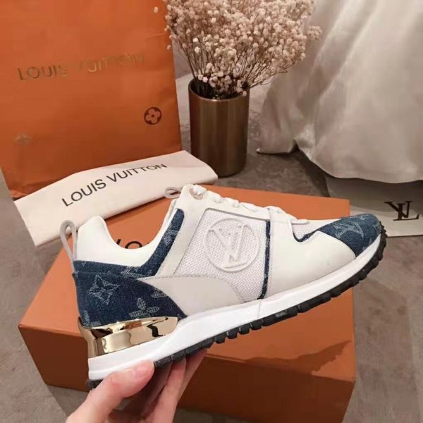 Louis Vuitton LV Women Run Away Sneaker in Monogram Denim and Calf Leather-Blue (9)