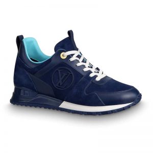 Louis Vuitton LV Women Run Away Sneaker in Suede Calf Leather-Navy