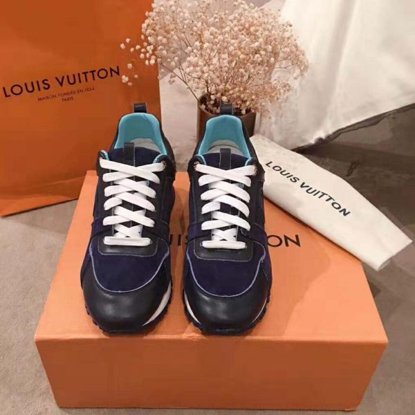 Louis Vuitton LV Women Run Away Sneaker in Suede Calf Leather-Navy (2)