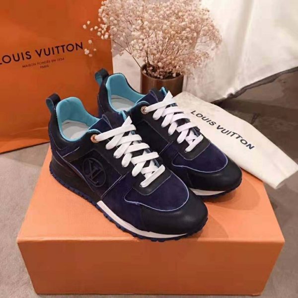 Louis Vuitton LV Women Run Away Sneaker in Suede Calf Leather-Navy (3)