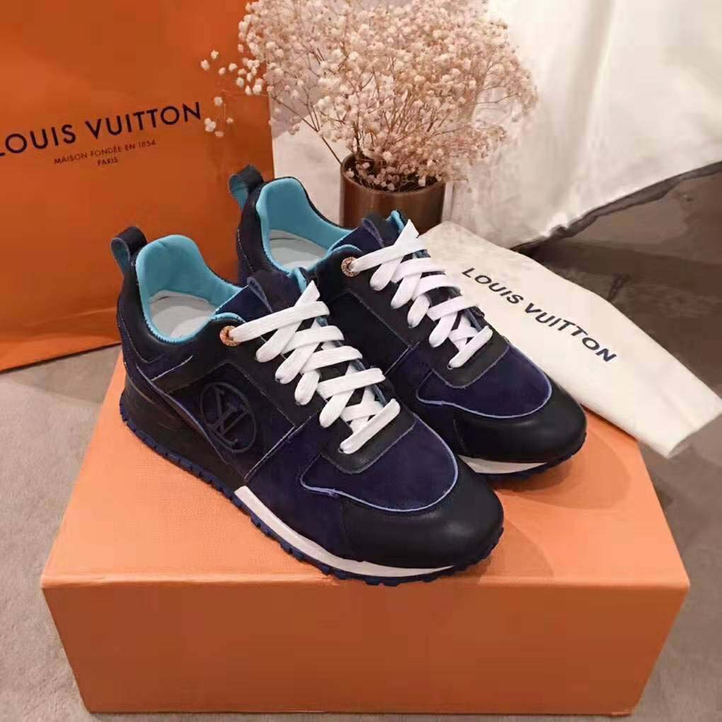 LOUIS VUITTON NAVY Blue Suede Run Away Sneakers Size 38.5 £300.00 -  PicClick UK