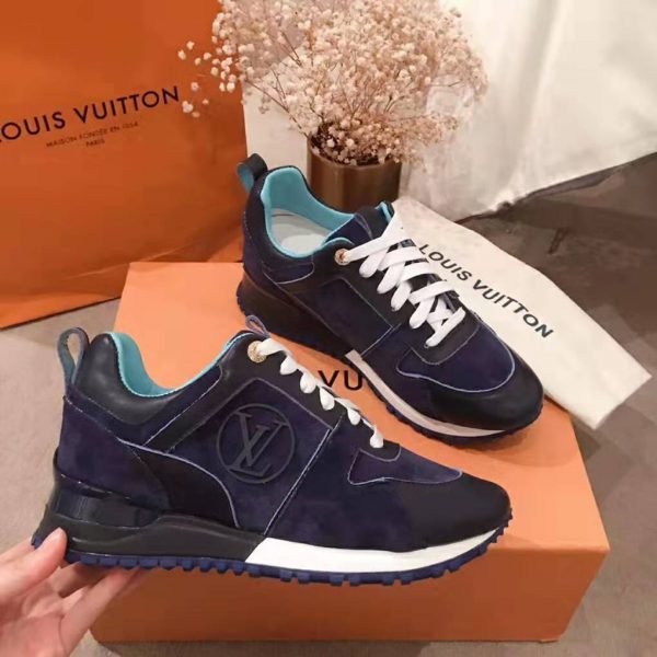 Louis Vuitton LV Women Run Away Sneaker in Suede Calf Leather-Navy (6)