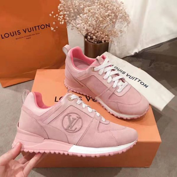 Louis Vuitton LV Women Run Away Sneaker in Suede Calf Leather-Pink (4)