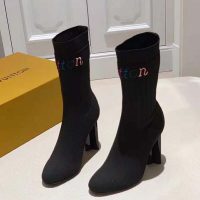 Louis Vuitton LV Women Silhouette Ankle Boot with Rainbow-Colored Vuitton Signature-Black (1)