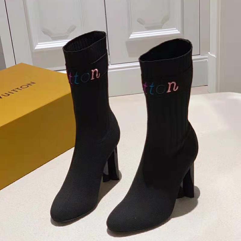 Louis Vuitton Silhouette Socks Ankle Boots (Blue) - BlackMiss