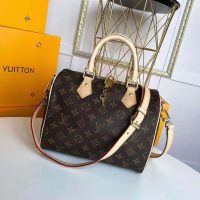 Louis Vuitton LV Women Speedy 25 Bag in Monogram Coated Canvas-Brown (1)