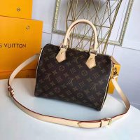 Louis Vuitton LV Women Speedy 25 Bag in Monogram Coated Canvas-Brown (1)