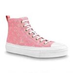 Louis Vuitton LV Stellar Sneaker Boot Dam i Rosa Monogram Denim