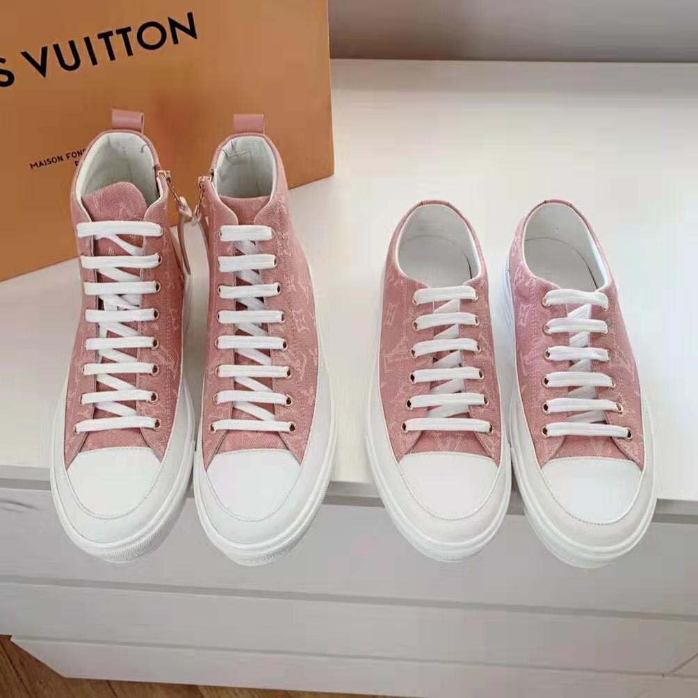 LOUIS VUITTON Technical Fabric Calfskin Monogram Printed Stellar Sneaker  Boots 36 Pink 872451