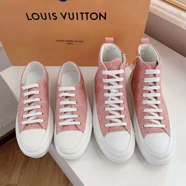 Louis Vuitton LV Women Stellar Sneaker Boot in Pink Monogram Denim (3)