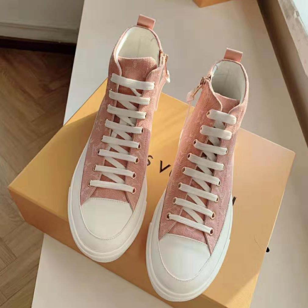 Louis Vuitton Stellar pink monogram leather trainer White ref.943341 - Joli  Closet