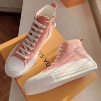 Louis Vuitton LV Women Stellar Sneaker Boot in Pink Monogram Denim (1)