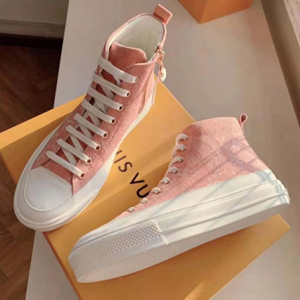 Louis Vuitton LV Women Stellar Sneaker Boot in Pink Monogram Denim (6)