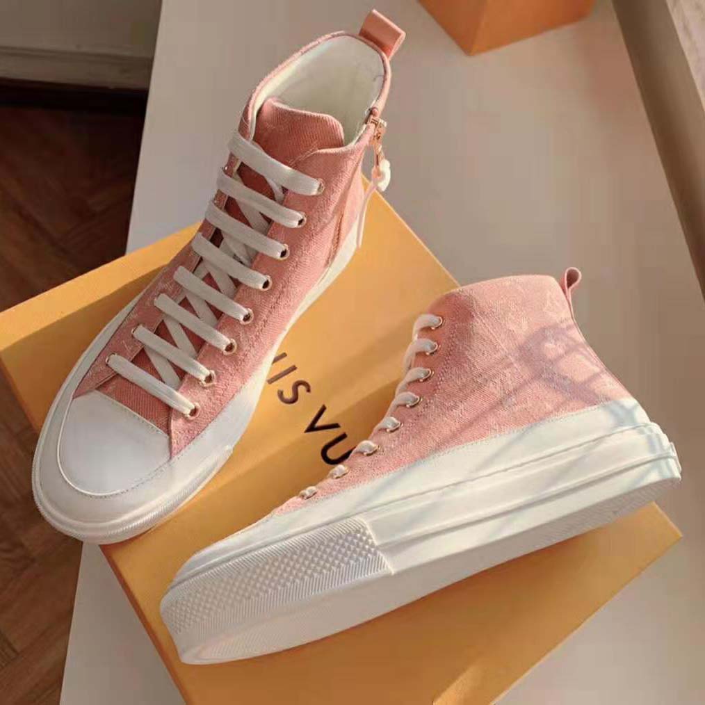 Louis Vuitton Stellar Sneaker Boot Pink & White Wms Sz 40 US 10 High  Top Dubraes