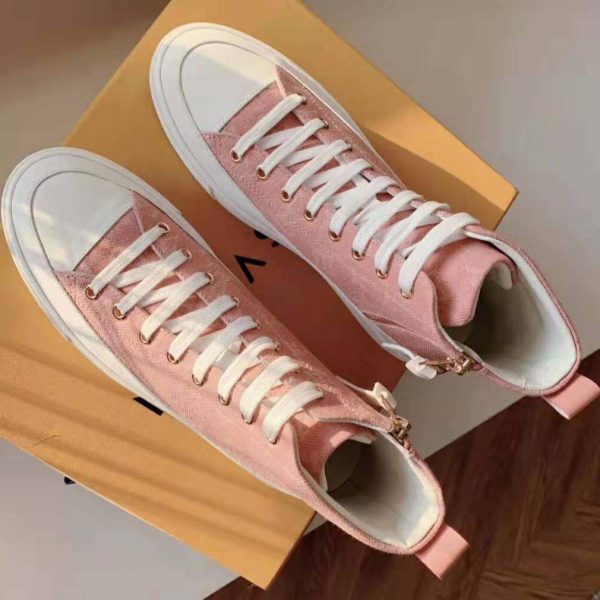 Louis Vuitton LV Women Stellar Sneaker Boot in Pink Monogram Denim (7)