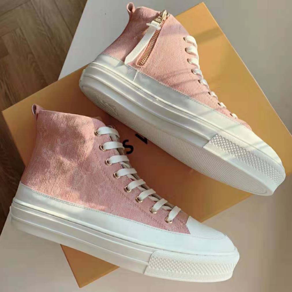 Louis Vuitton Stellar Sneaker Boot Pink Size 40 Women's 10 Giant Logo High  Top Tennis Shoes Rose — Golden State Resale