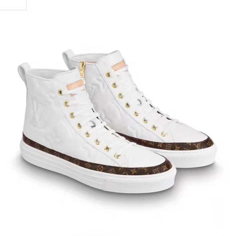Stivaletto da donna Louis Vuitton LV Stellar Sneaker in morbida pelle di vitello bianca