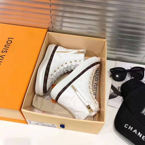 Louis Vuitton LV Women Stellar Sneaker Boot in Soft White Calfskin Leather (5)