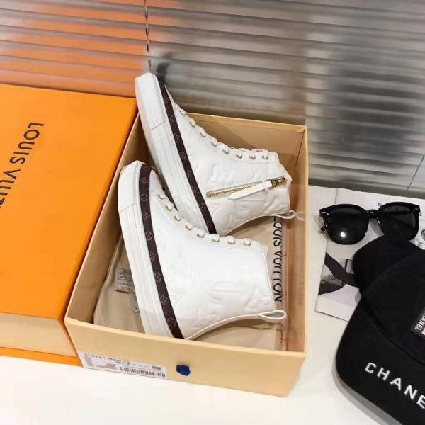 Louis Vuitton LV Women Stellar Sneaker Boot in Soft White Calfskin Leather (6)