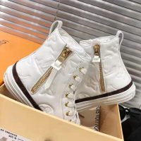 Louis Vuitton LV Women Stellar Sneaker Boot in Soft White Calfskin Leather (1)