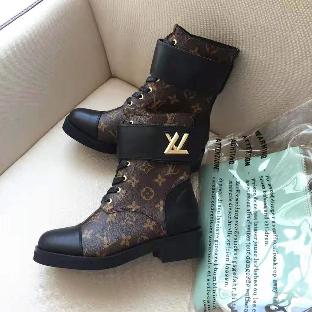 LOUIS VUITTON Wonderland Flat Ranger Patent Monogram Canvas Boot