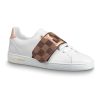 Louis Vuitton LV Women Frontrow Sneaker in White Calf Leather and Damier Canvas