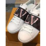 Louis Vuitton LV Women Frontrow Sneaker in White Calf Leather and Damier Canvas - Image 5