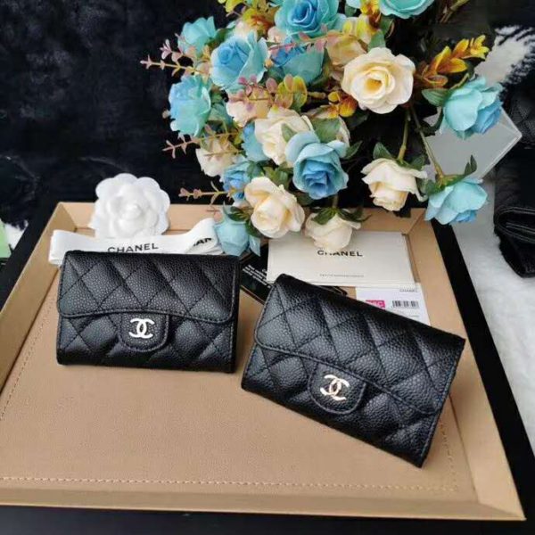 chanel classic card holder grained calfskin