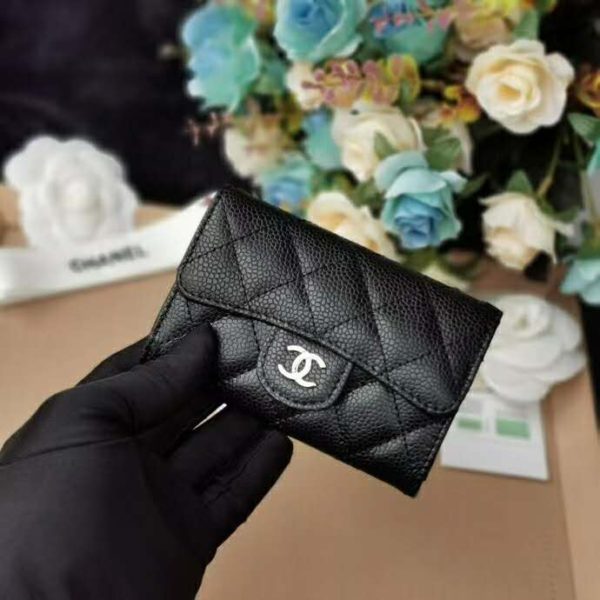 chanel classic card holder grained calfskin