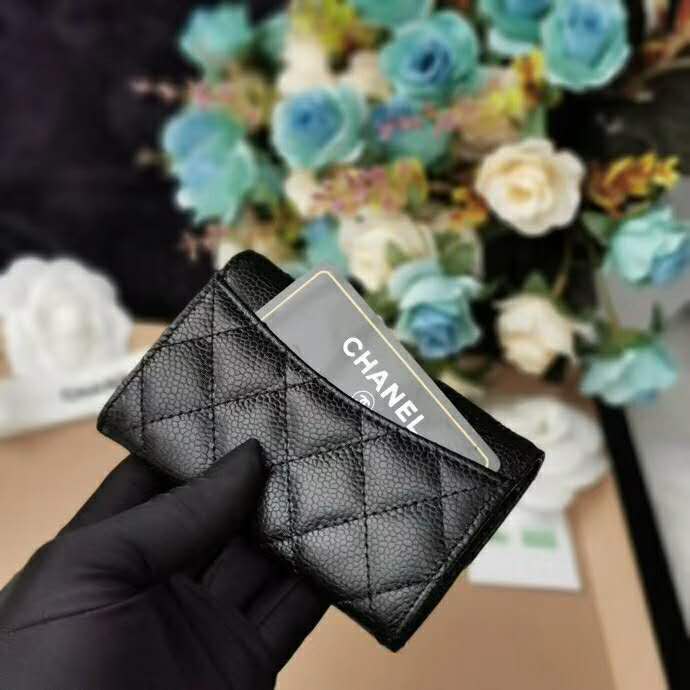 Chanel Women Classic Card Holder Grained Calfskin & Gold-Tone Metal
