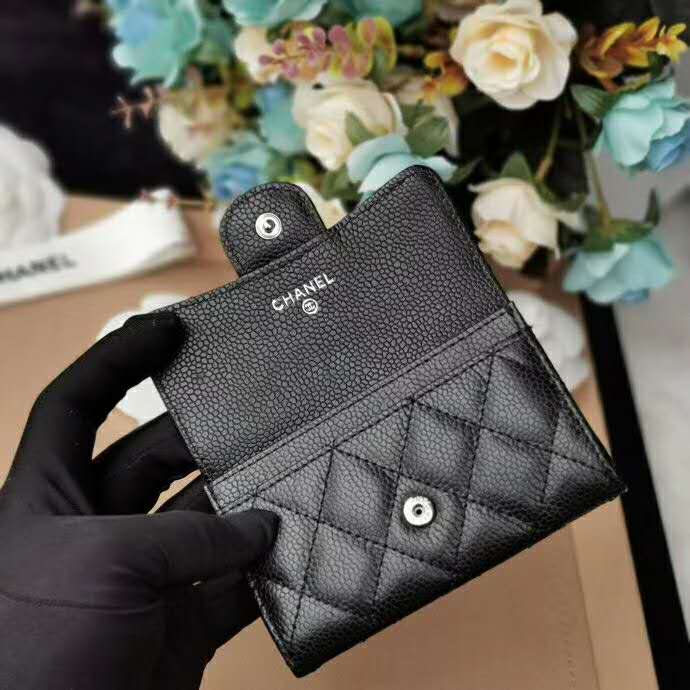 chanel black card holder