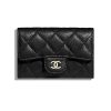 Chanel Women Classic Card Holder in Grained Calfskin & Gold-Tone Metal-Black