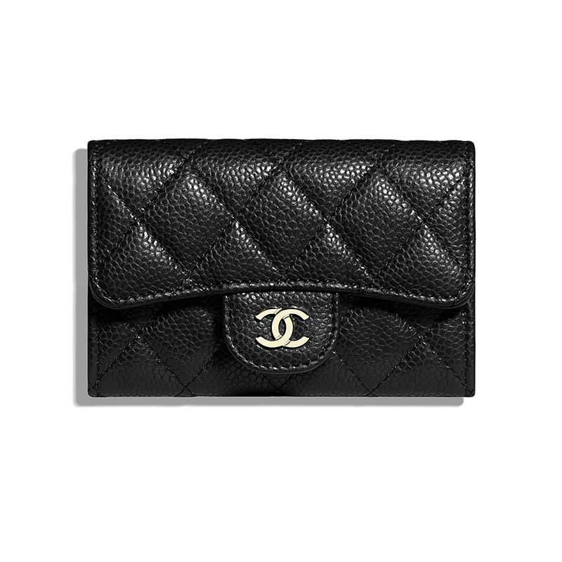 CHANEL Classic Card Holder Grained Shiny Calfskin & Gold-Tone Metal. Brown  - AP0214Y33352NC630 - Small leather goods