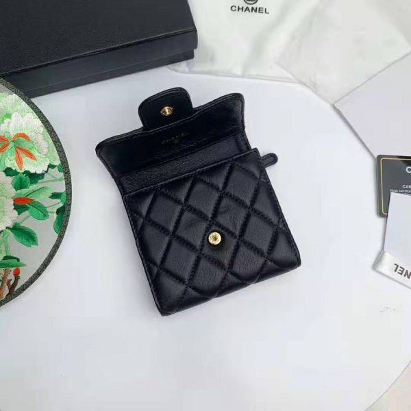 Chanel Women Classic Small Flap Wallet in Lambskin & Gold-Tone Metal-Black (6)
