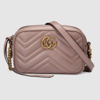 Gucci GG Women GG Marmont Matelassé Mini Bag in Matelassé Chevron Leather Double G-Pink