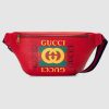 Gucci GG Men Gucci Print Leather Belt Bag in Leather with Gucci Vintage Logo-Red
