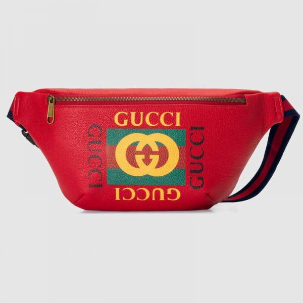 Gucci GG Men Gucci Print Leather Belt 