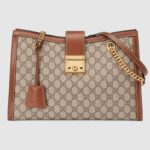 Gucci GG Women Padlock GG Medium Shoulder Bag in GG Supreme Canvas with Leather-Brown