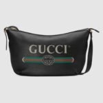 Gucci GG Unisex Gucci Print Half-Moon Hobo Bag in Leather with Gucci Vintage Logo – Image 2