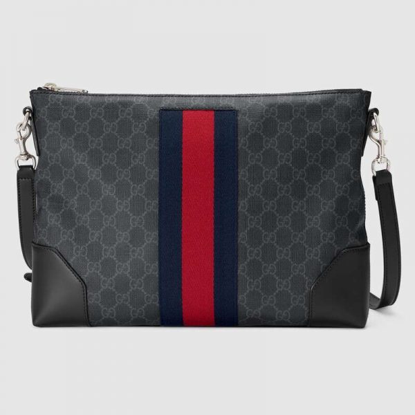 Gucci GG Men GG Black Messenger in BlackGrey GG Supreme Canvas