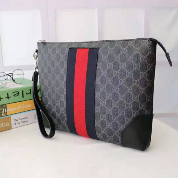 Gucci GG Men GG Black Messenger in BlackGrey GG Supreme Canvas (3)