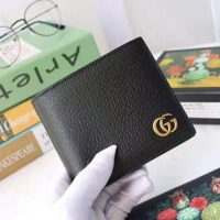 Gucci GG Men GG Marmont Leather Bi-Fold Wallet in Black in Calfskin Leather (1)