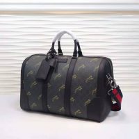 Gucci GG Men Gucci Bestiary Carry-On Duffle with Tigers in BlackGrey Soft GG Supreme